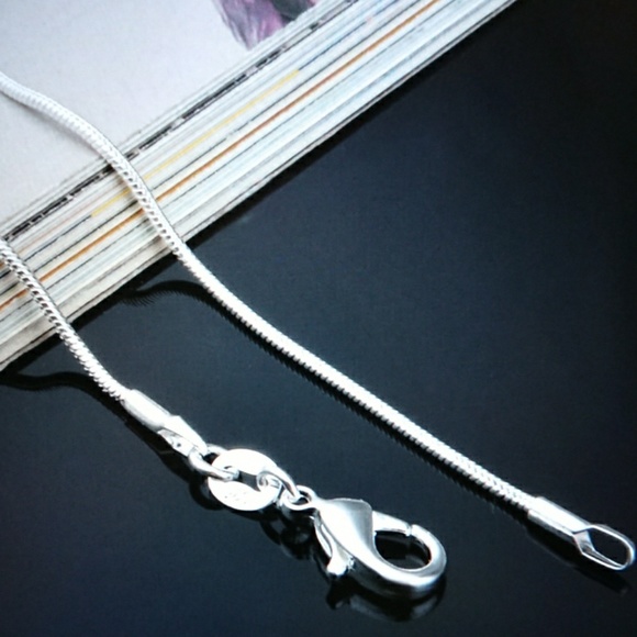 silver 1mm snake chain necklace - Picture 6 of 7